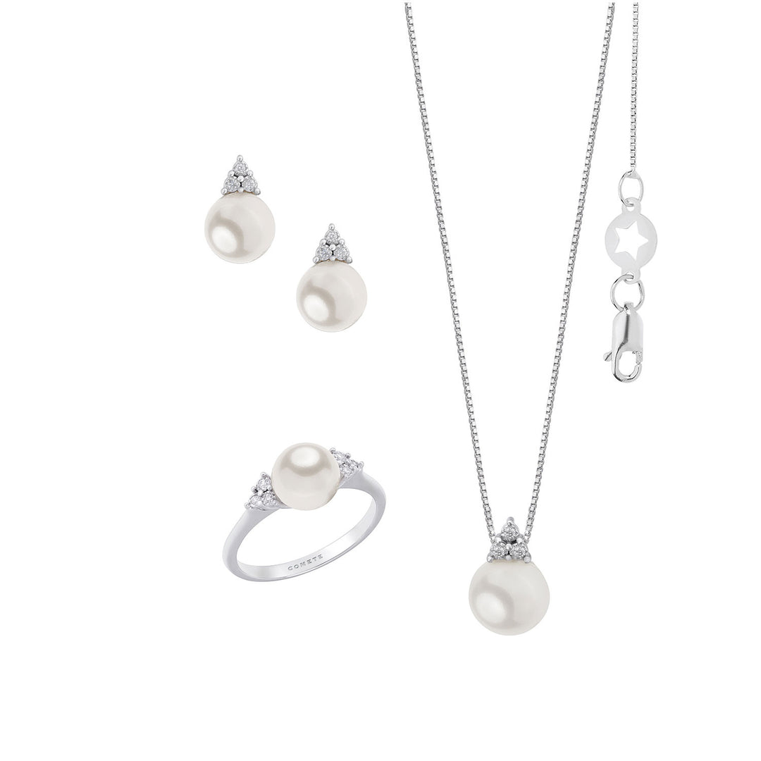 Comete Anello, Collana e Orecchini Perla in Oro 750 ‰ e Diamanti KIT632414768