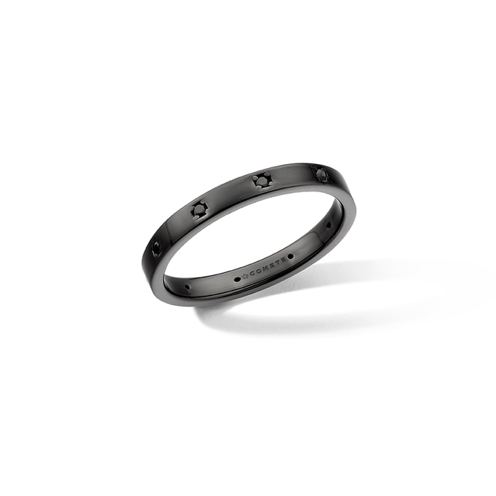 Anillo Comete de plata rutenio 925 ‰, circonitas negras UAN131M9