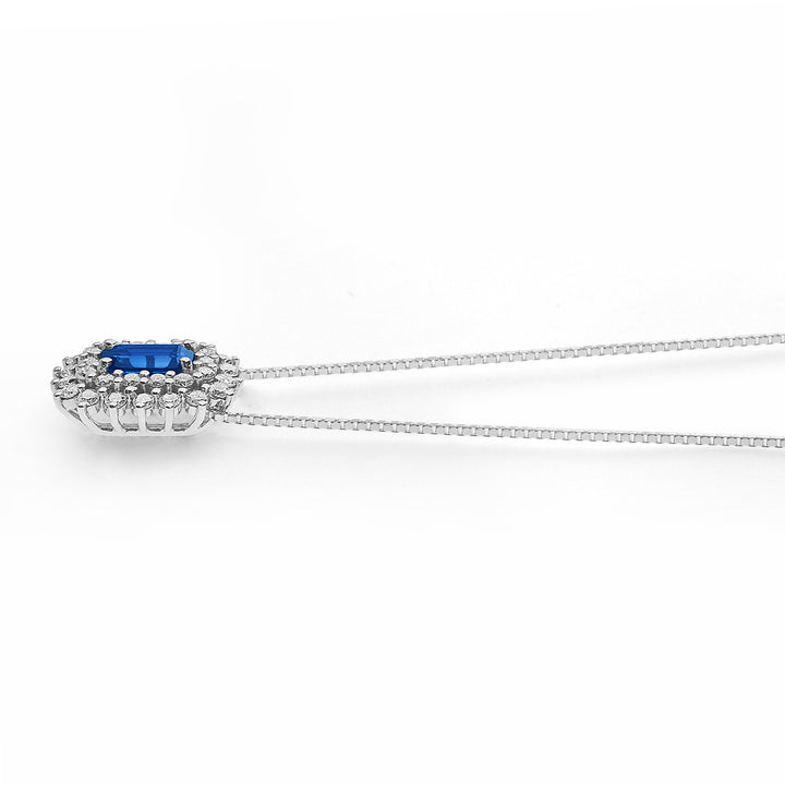 Comete Girocollo in Oro Diamanti e Zaffiro ottagonale GLB1603