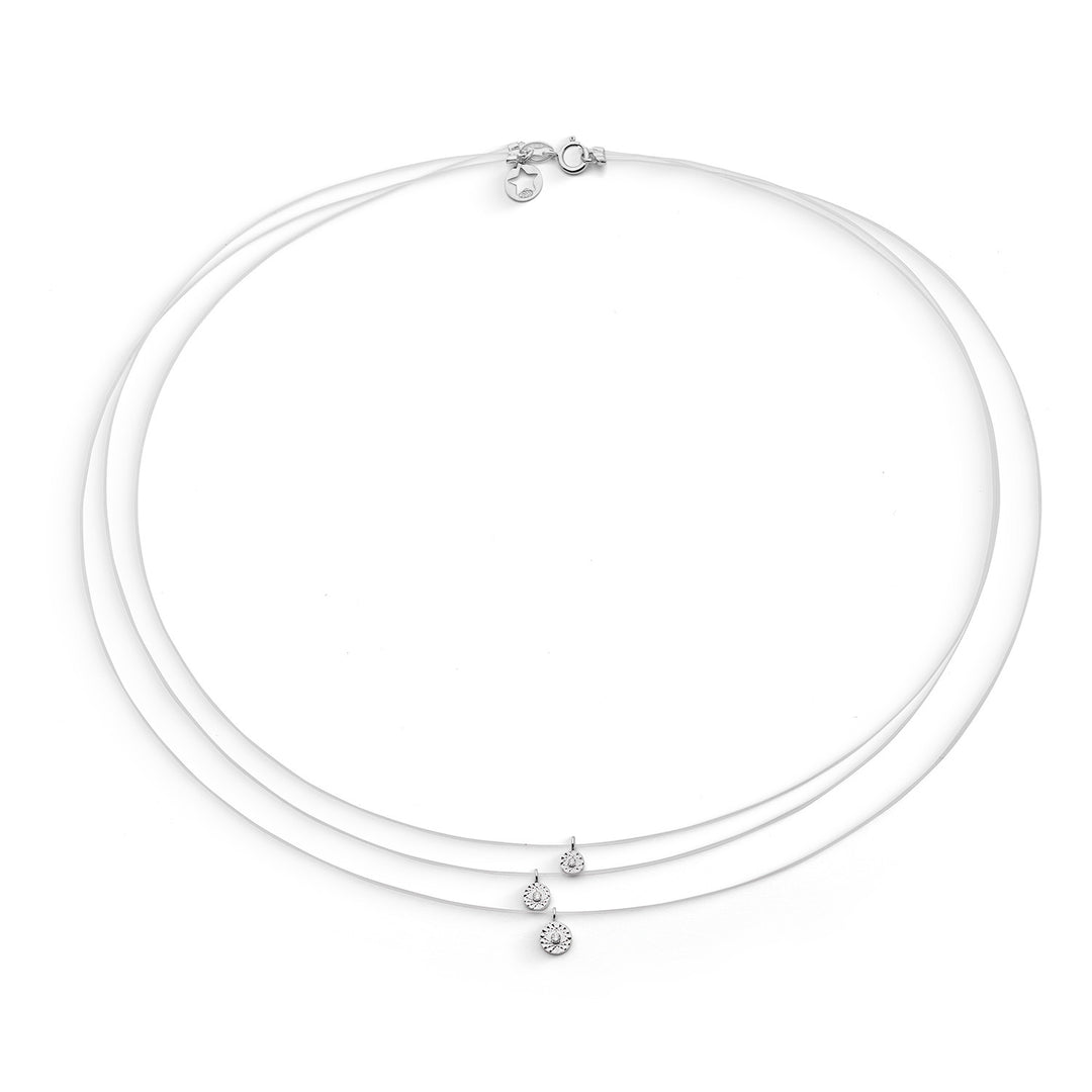 Comete Necklace in 375‰ white gold with drop pendants and white diamonds KGLB1431