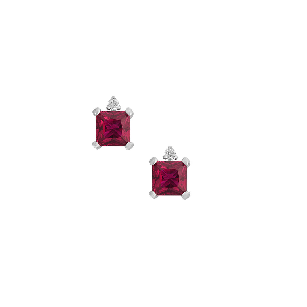 Pendientes Comete en oro blanco con diamantes y rubíes ORB1124