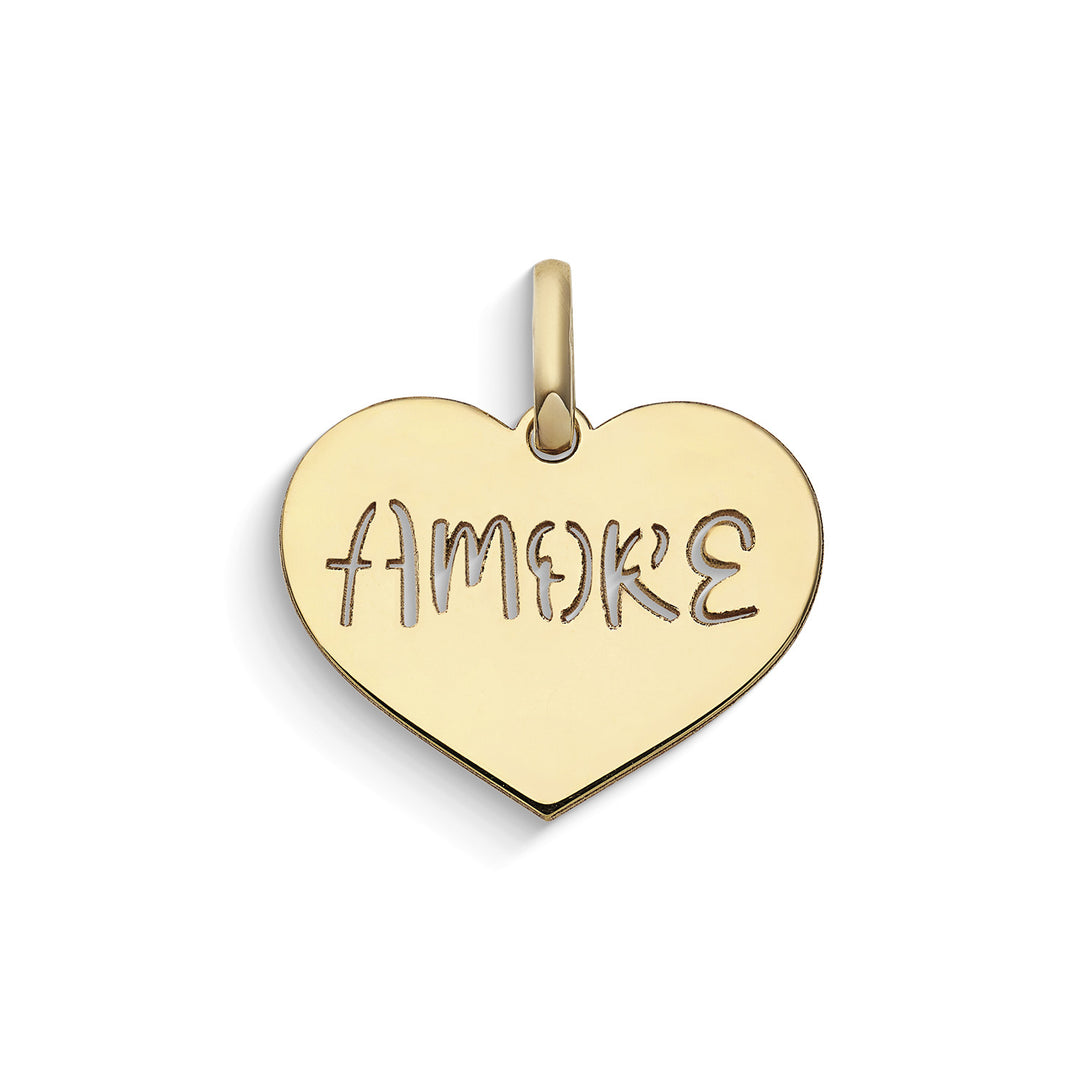Comete Love hjertevedhæng i 375‰ gult guld KCOB009