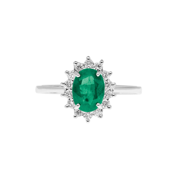Comete Ring i guld, diamanter og oval smaragd ANB2571S3