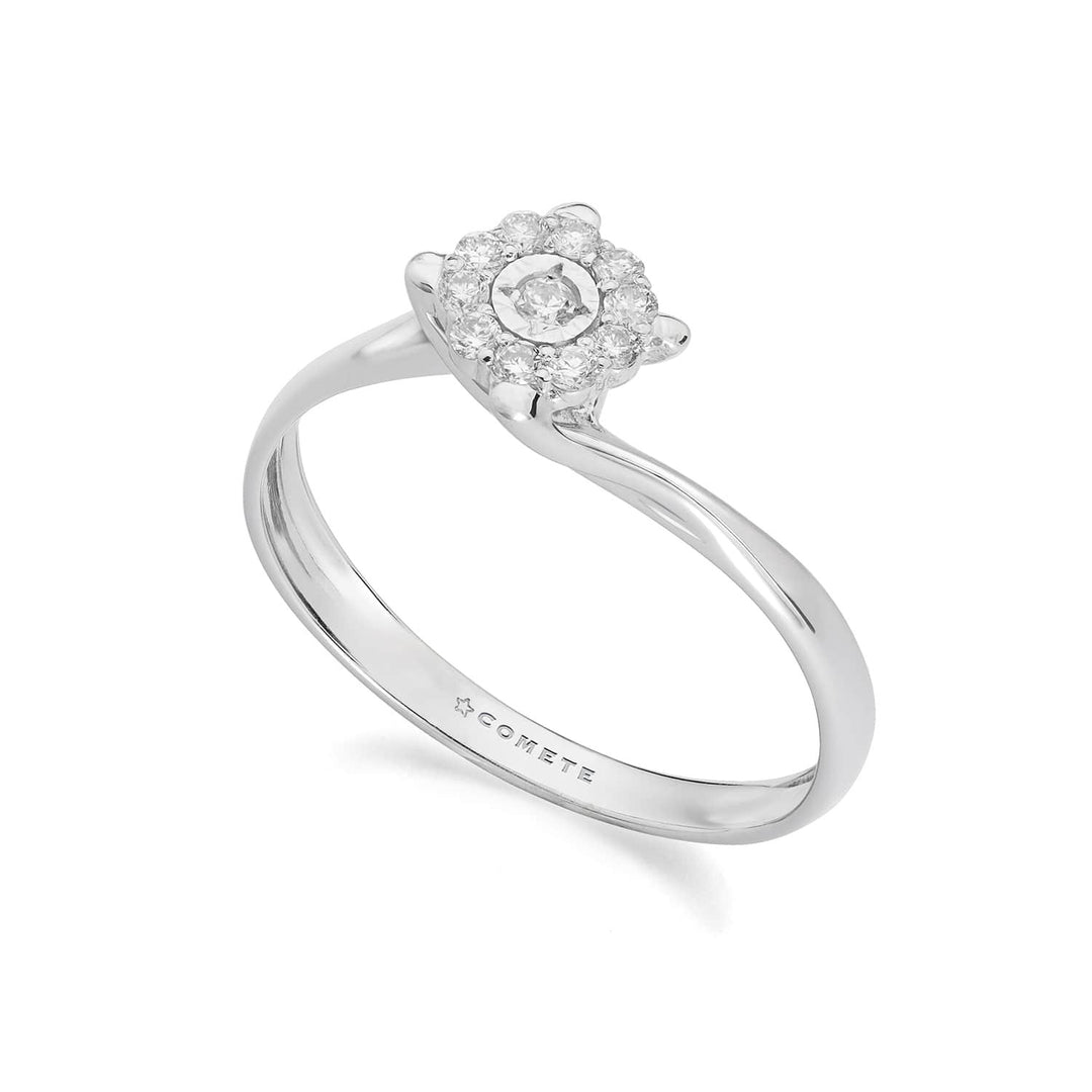 Comete-ring in 375‰ witgoud met witte diamanten KANB1905
