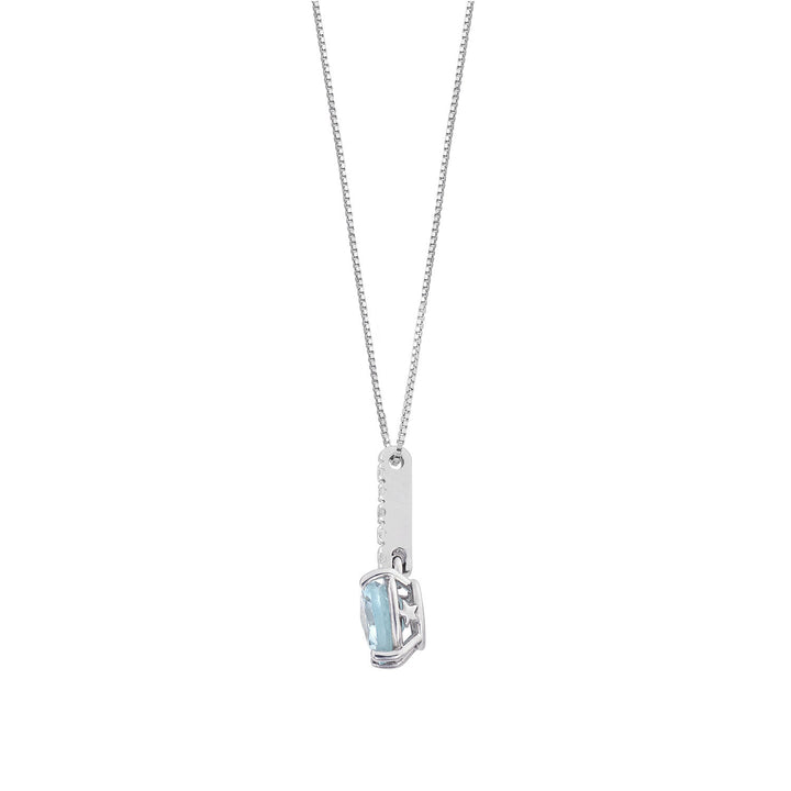 Comete Aquamarine Hjertehalskæde i guld og hvide diamanter GLQ319