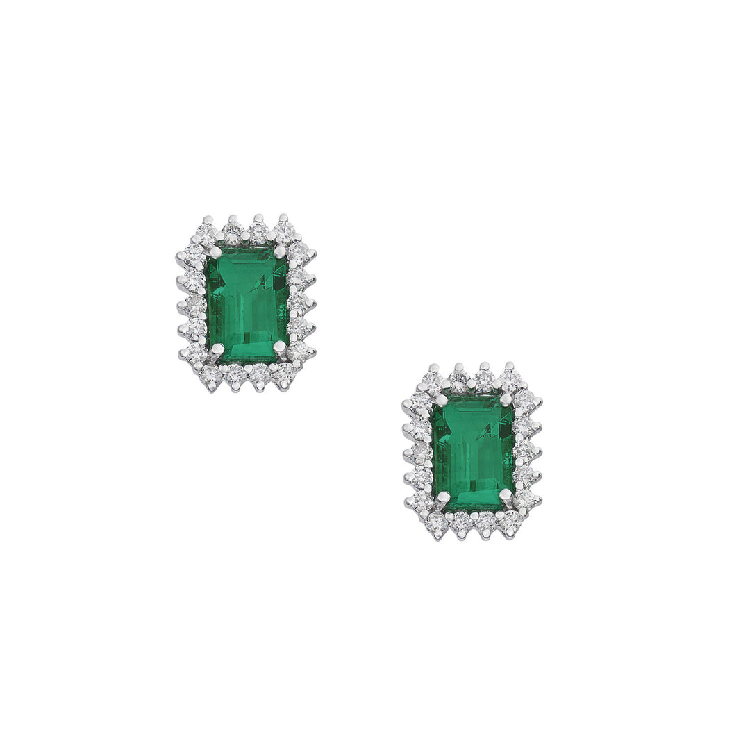 Pendientes Comete en oro 750‰, diamantes blancos y esmeralda octogonal ORB1109