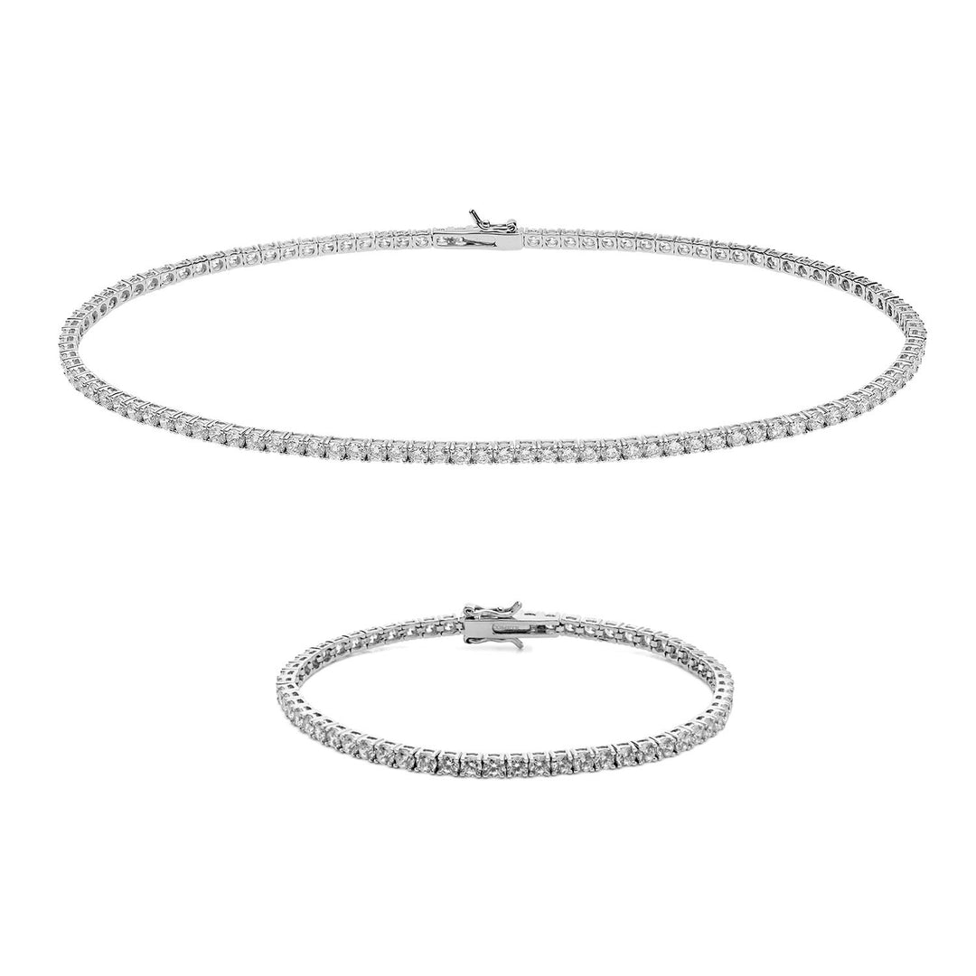 Collar y Pulsera Comete Tennis en Plata con Circonitas Blancas KIT738BM45987M19