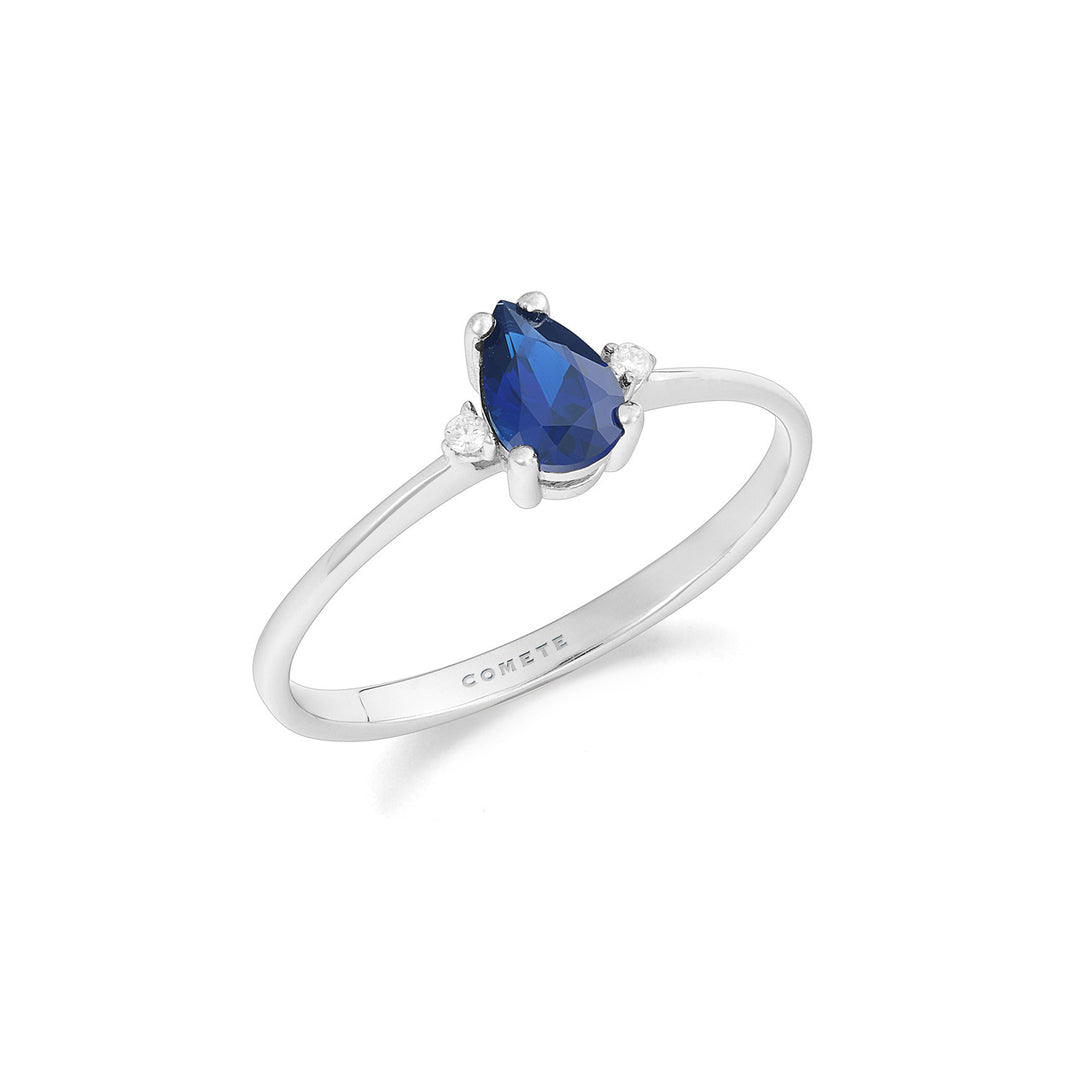 Comete-ring in 750 ‰ goud, diamanten en saffierdruppel ANB2709
