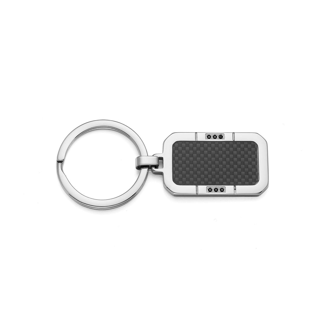 Comete Keyring in Steel, carbon fiber and black zircons UCH179