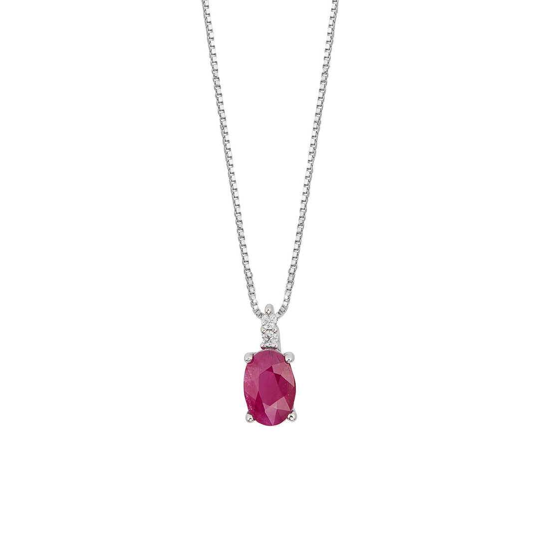 Comete Necklace Gold and White Diamonds, Oval Ruby GLB1657