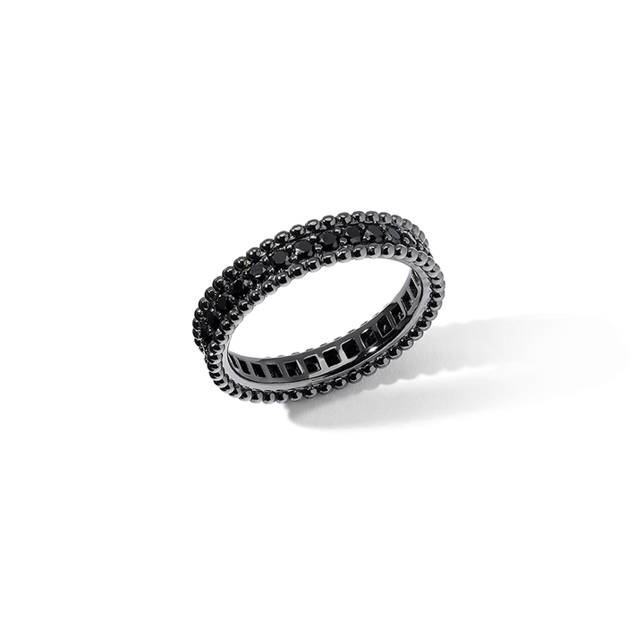 Comete Ring i 925‰ ruthenium sølv med sorte zirkoner UAN133M22
