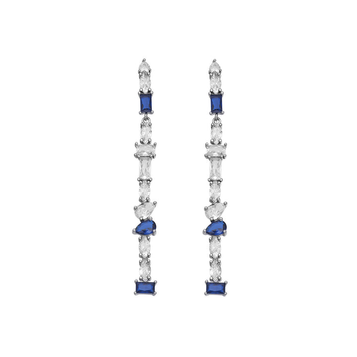 Comete Cascade earrings in 925‰ Silver and white and blue Zircons ORA216