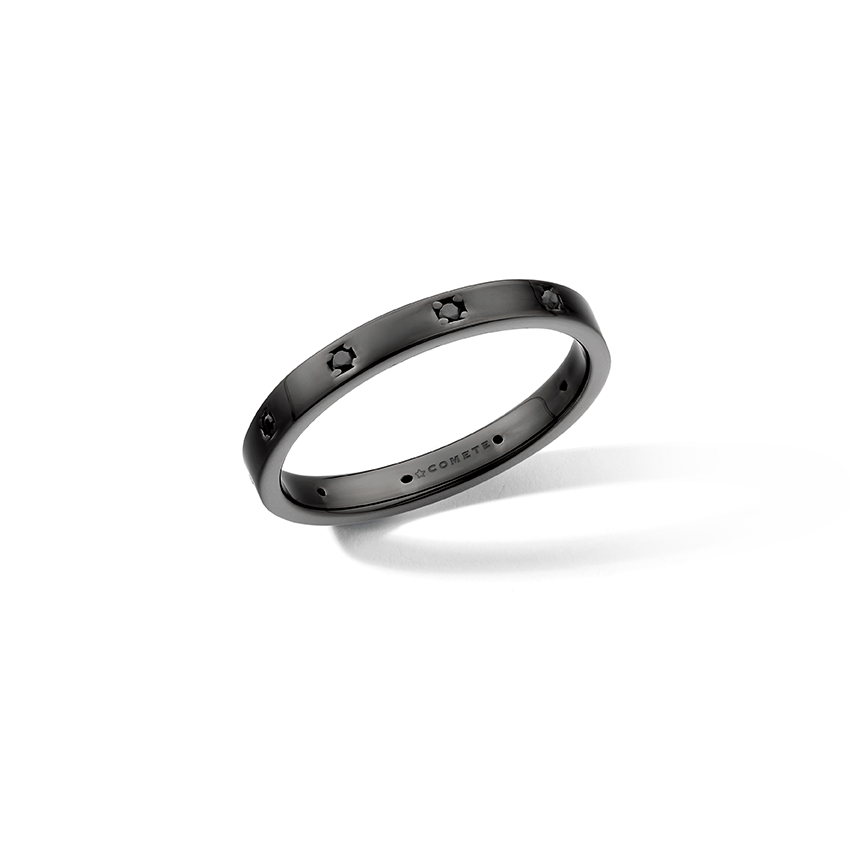 Comete Ring i 925‰ ruthenium sølv, sorte zirkoner UAN131M11