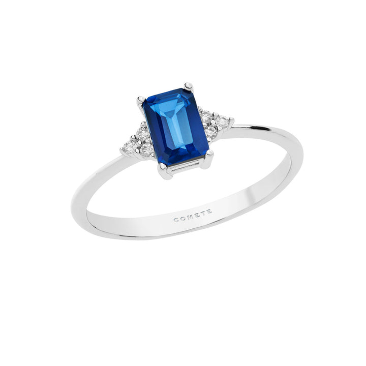 Comete Anello in Oro Diamanti e Zaffiro blu Ottagonale ANB2356