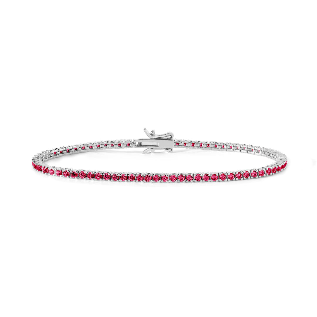 Comete Tennis in Argento e cristalli color rubino BRA172M18