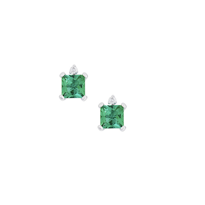 Pendientes Comete en oro blanco, diamantes y esmeralda carrè ORB1125