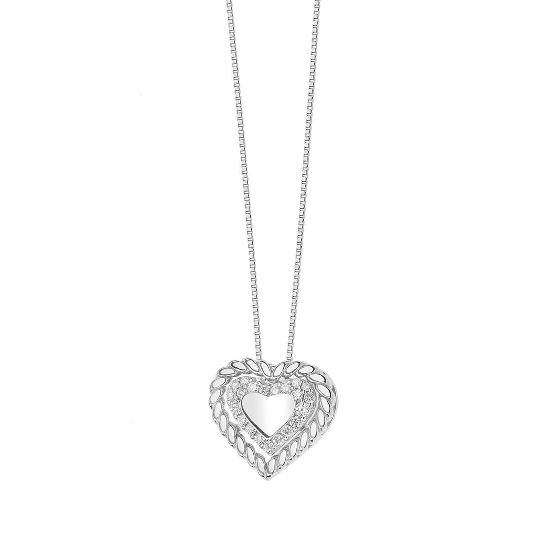 Comete Collana in Oro bianco con Cuore doppio e Diamanti GLB1367