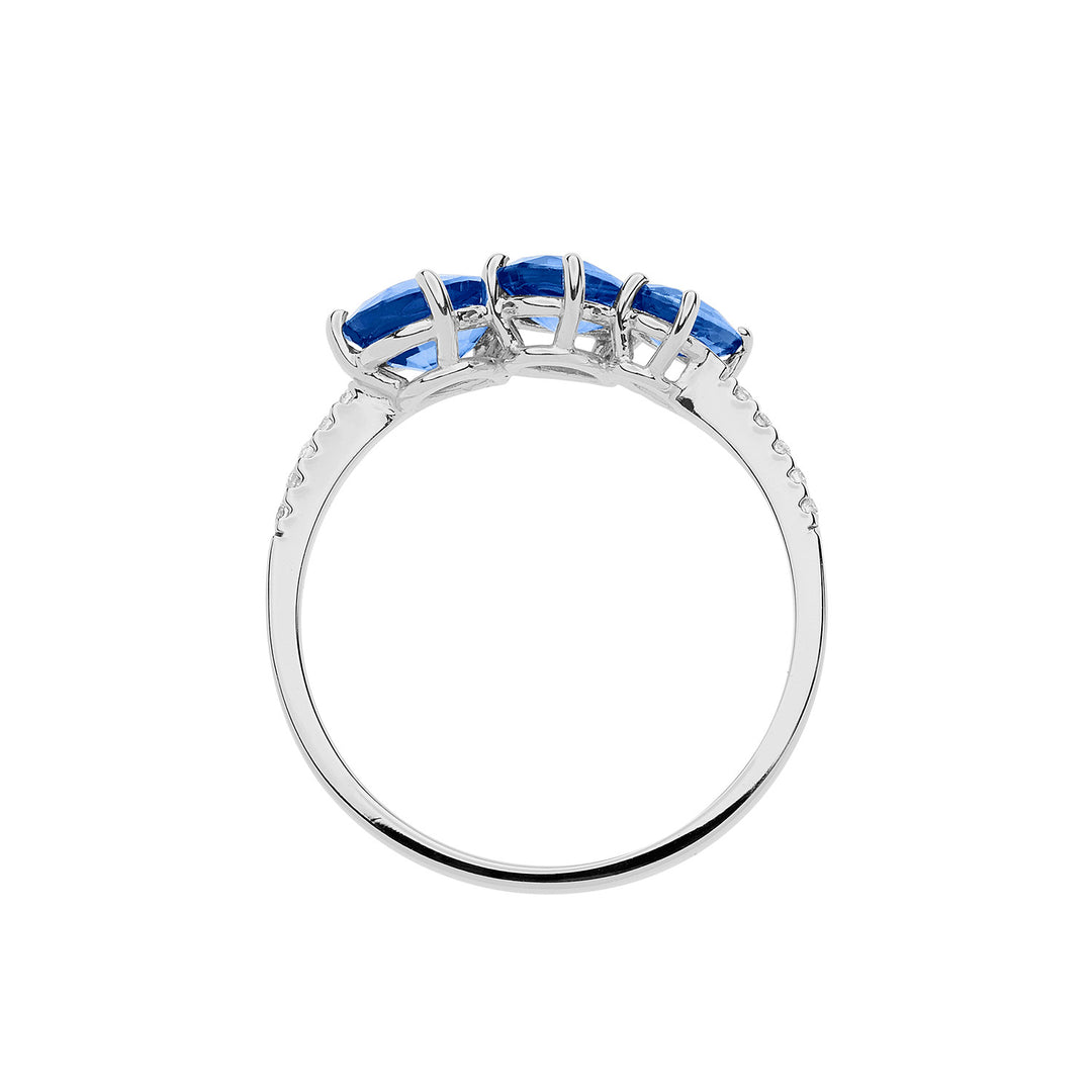 Comete-Goldring mit Diamant- und Saphirtropfen ANB2637