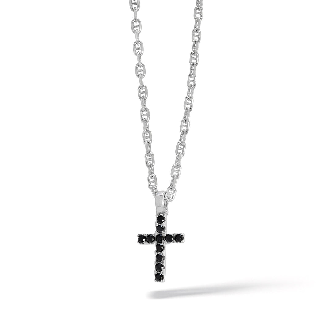 Náhrdelník Comete Silver Cross s černými zirkony Small UGL728
