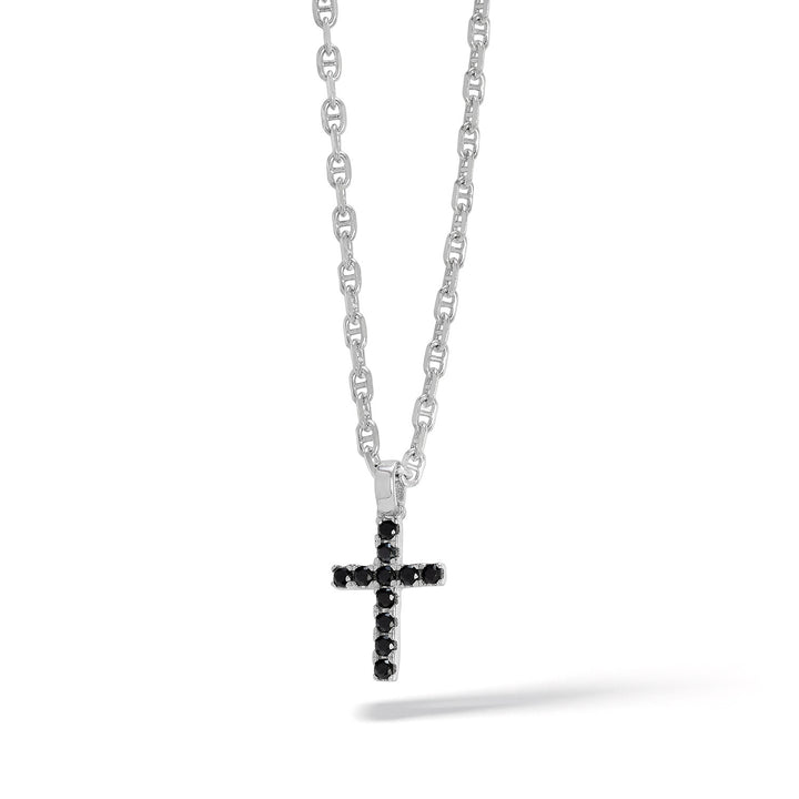 Náhrdelník Comete Silver Cross s černými zirkony Small UGL728