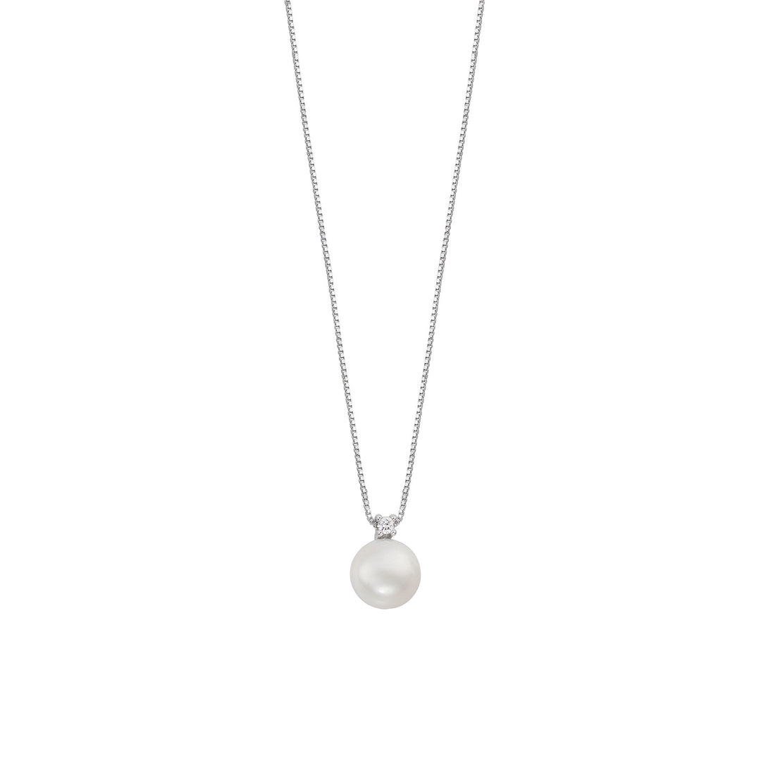 Comete Collana con Perla in Oro e Diamante con Catena a Molla GLP629