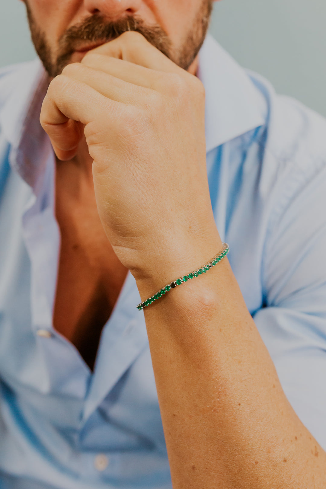 Comete Bracciale in Argento con Zirconi neri e verdi UBR1254M18