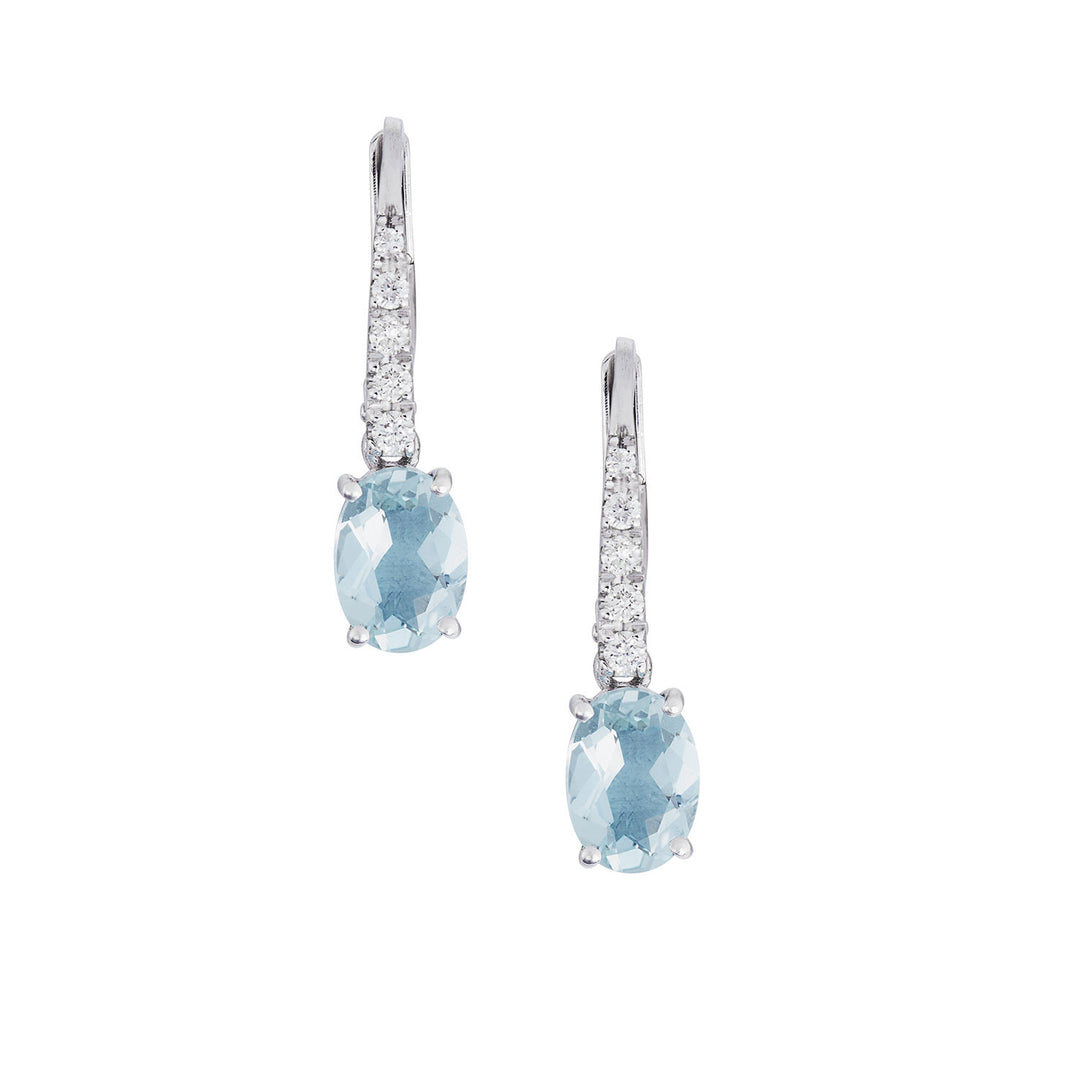 Comete Oval Aquamarine Earrings in Gold and Diamonds ORQ277