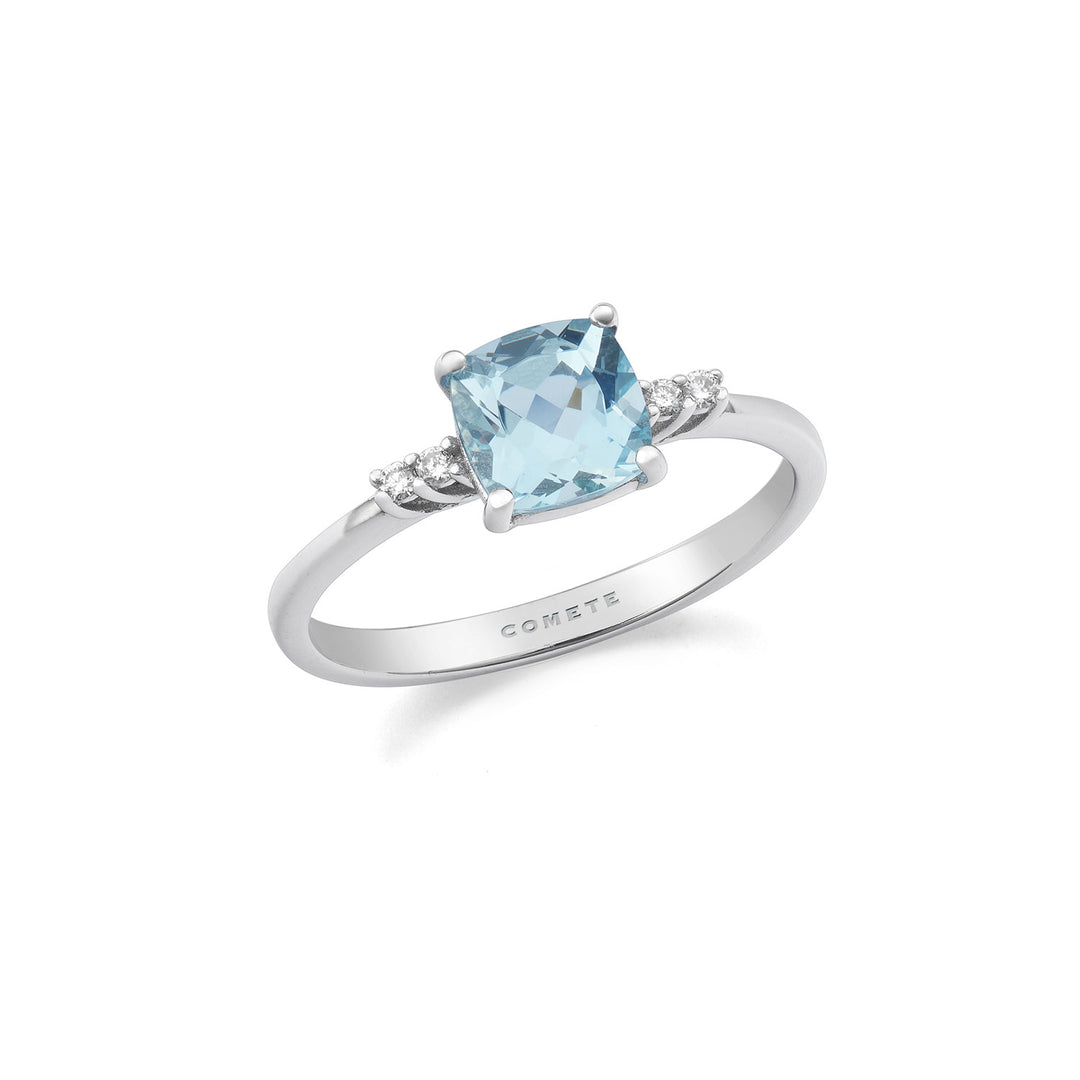 Comete 750‰ guldring med gammalslipade diamanter och akvamarin ANQ342