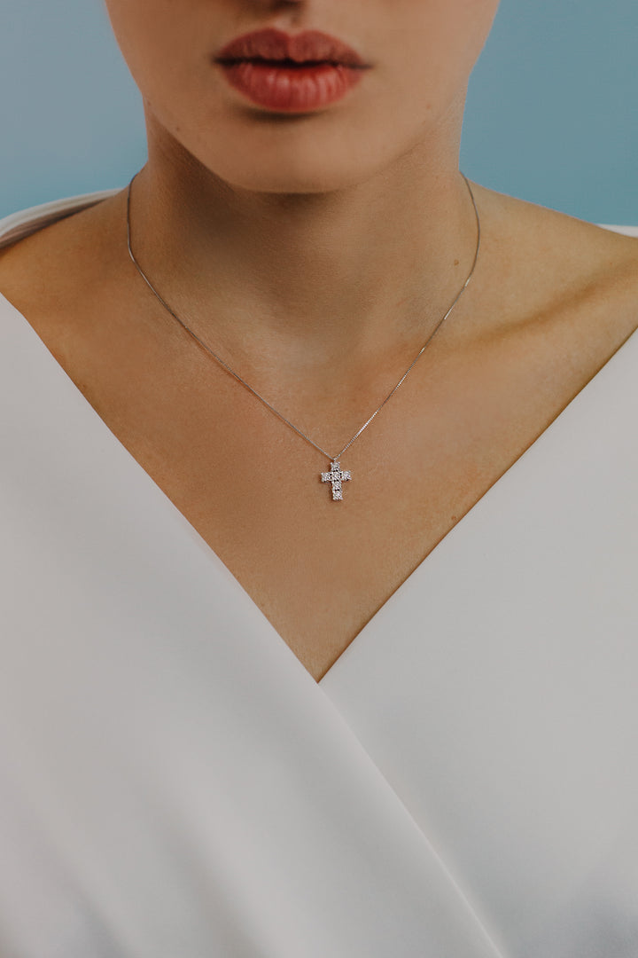 Náhrdelník Comete Gold and Diamond Cross GLB1555
