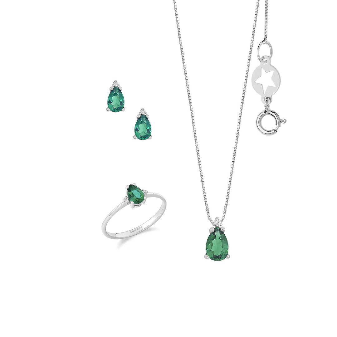 Comete choker, øredobber og ring i 750 ‰ gull, diamanter og smaragdfall KIT168427111128
