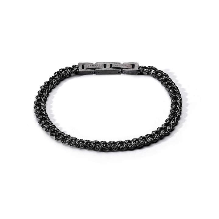 Comete armbånd i 925‰ ruthenium sølv, sort PVD stål, sorte zirkoner UBR1291M17