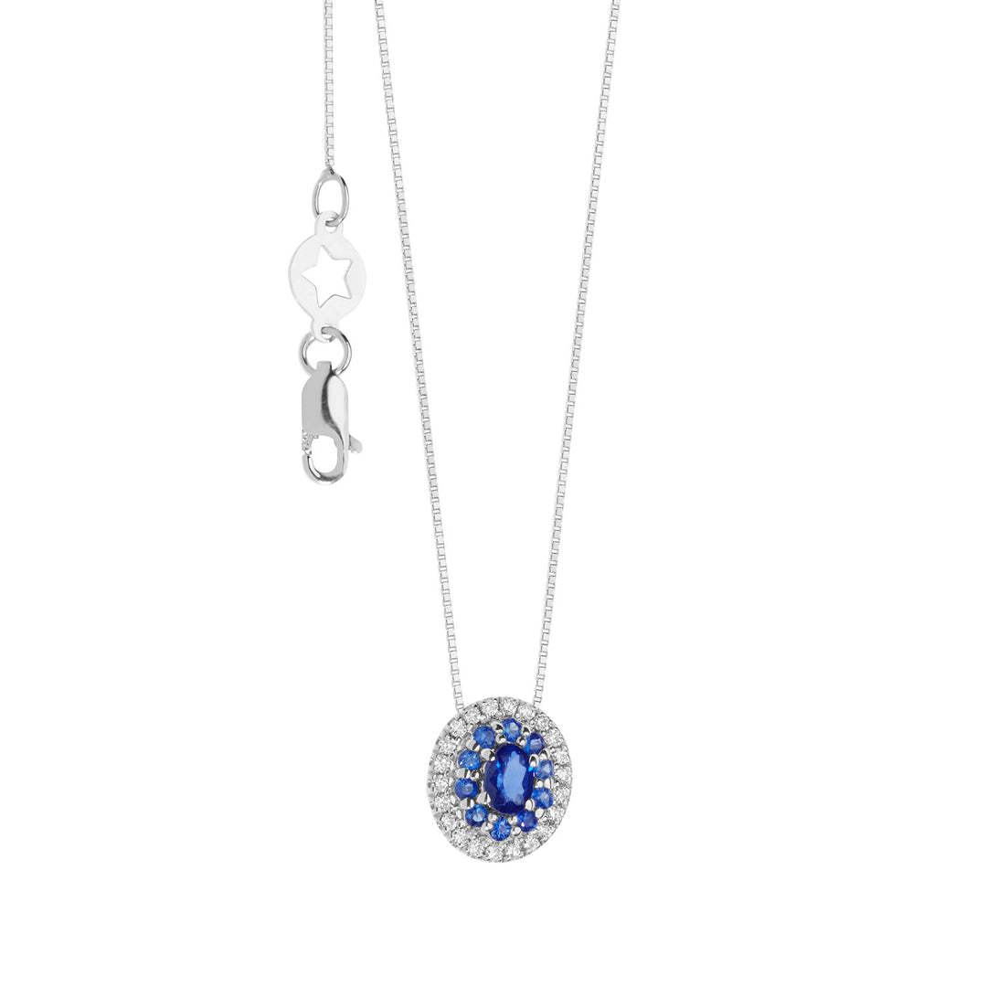 Comete Girocollo in Oro Diamanti e Zaffiri blu GLB1573