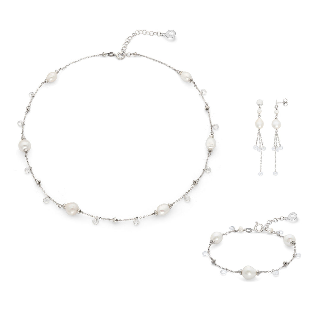 Comete Choker, náušnice a náramky ze stříbra 925‰ s perlami a krystaly Acquadolce KIT278229276