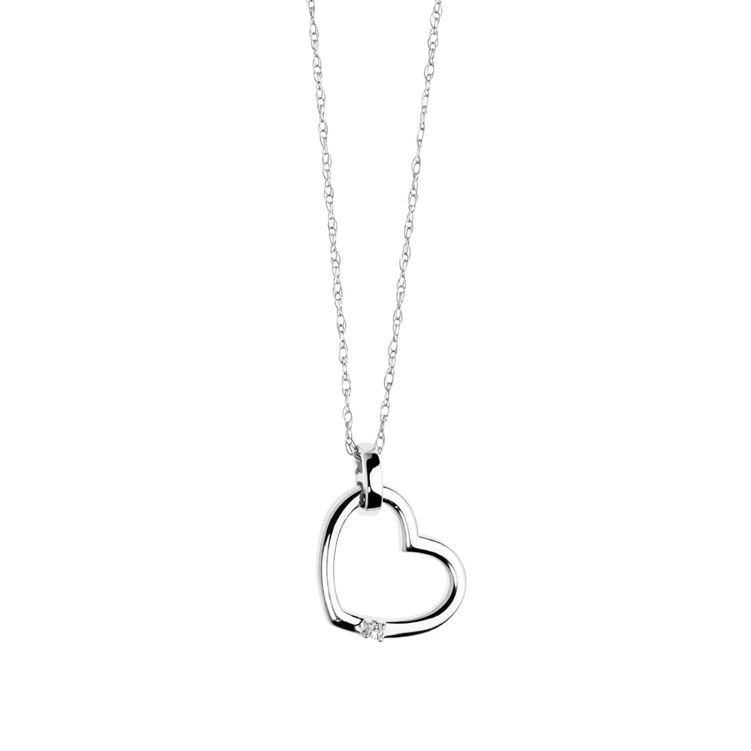 Collar Comete en oro blanco con Corazón y Diamante GLB995