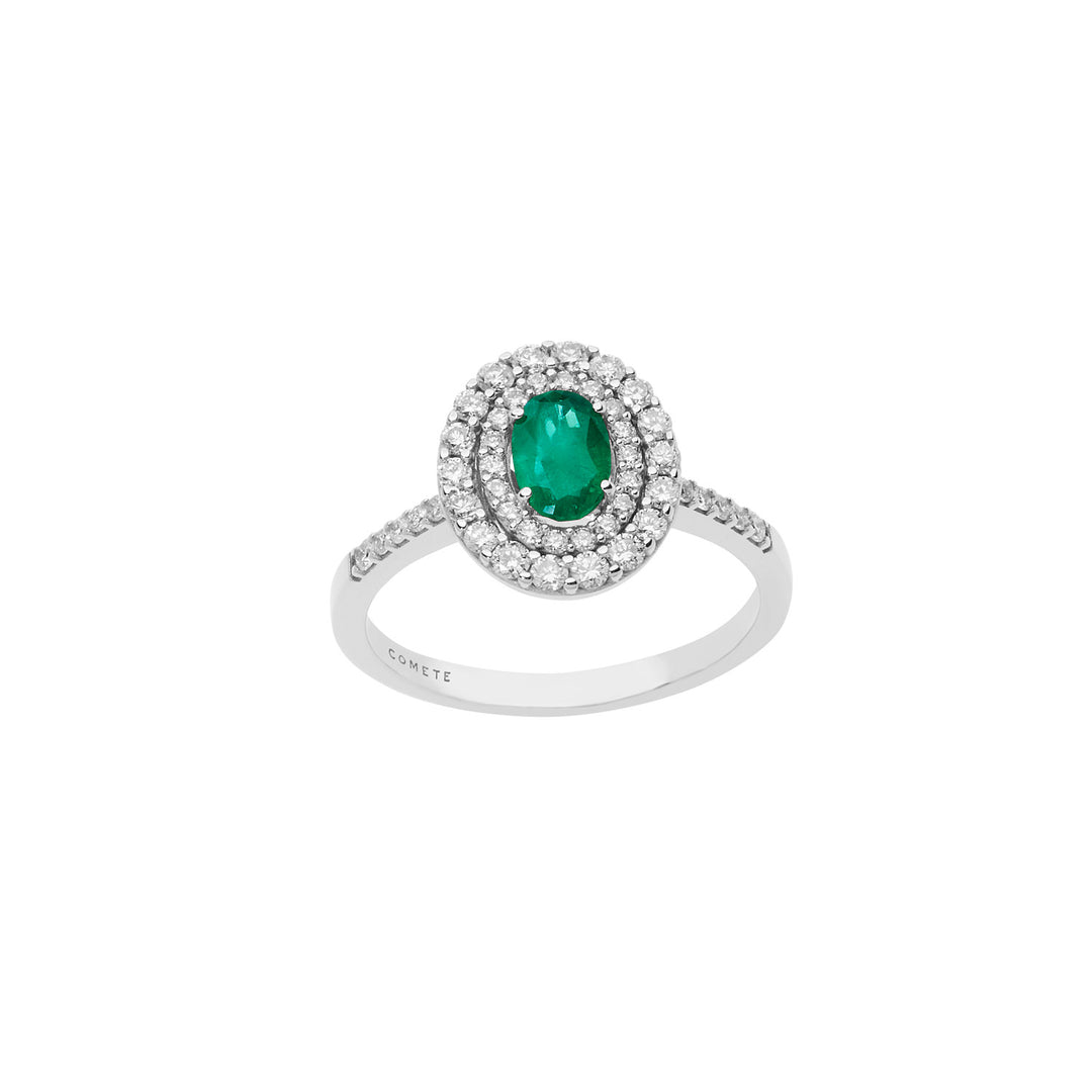 Comete Ring i guld, diamanter og oval smaragd ANB2417S3