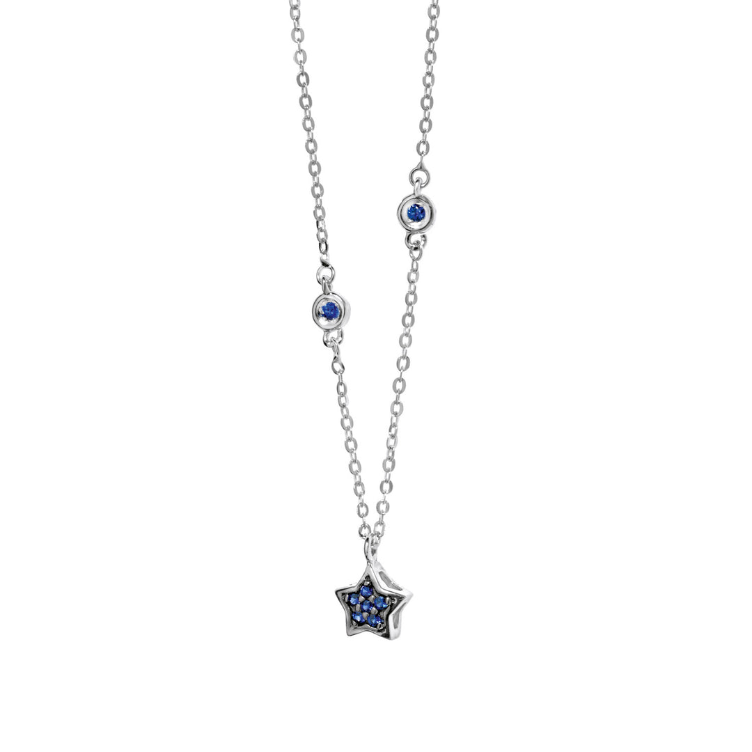 Comete Necklace in white gold with blue Spinels and Sapphire GLB889