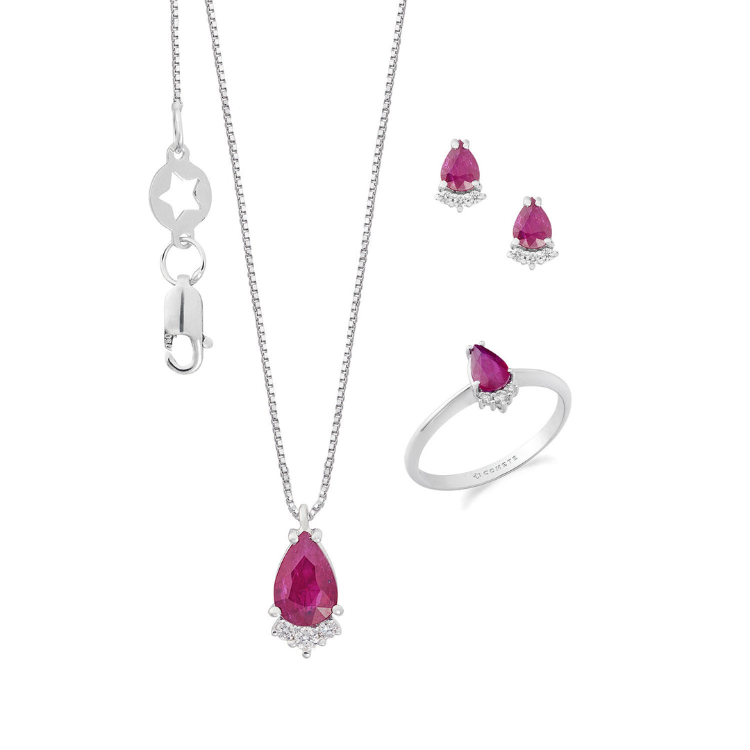 Comete Ring, necklace and earrings 750‰ gold, diamonds and ruby drop KIT169827411150