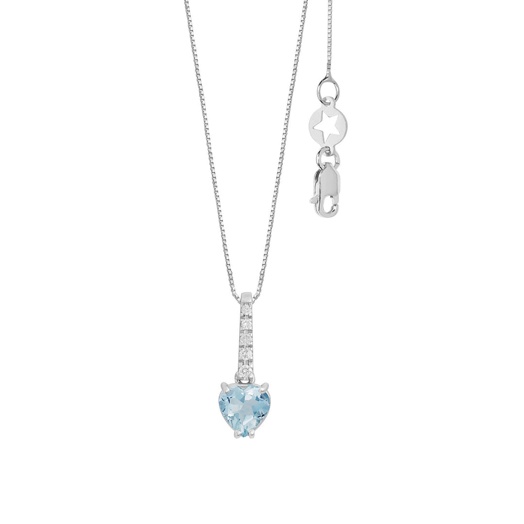 Comete Aquamarine Hjertehalskæde i guld og hvide diamanter GLQ319