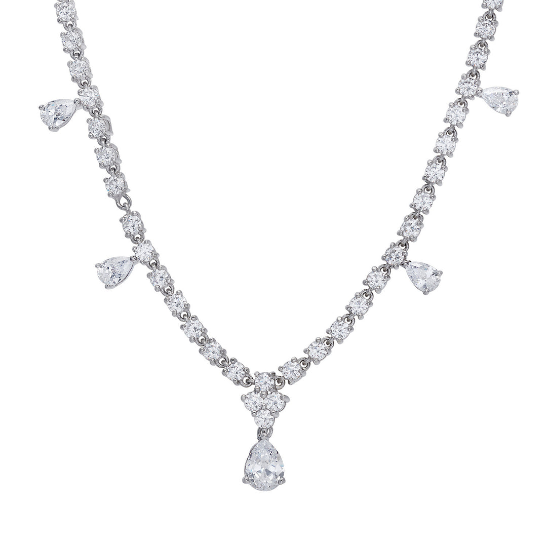 Comete Halsband i 925‰ Silver och vit droppvis zirkoner GLA267