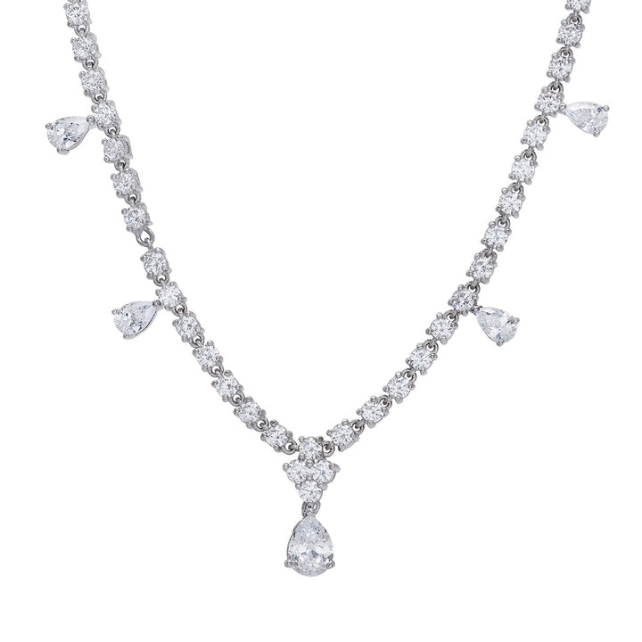 Comete Halsband i 925‰ Silver och vit droppvis zirkoner GLA267