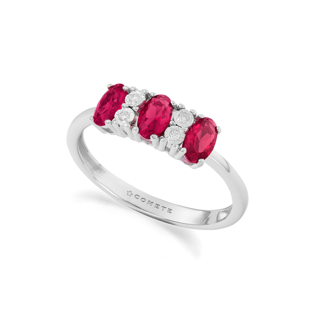 Comete Ring i 375 gull, diamanter og rubiner KANB1906