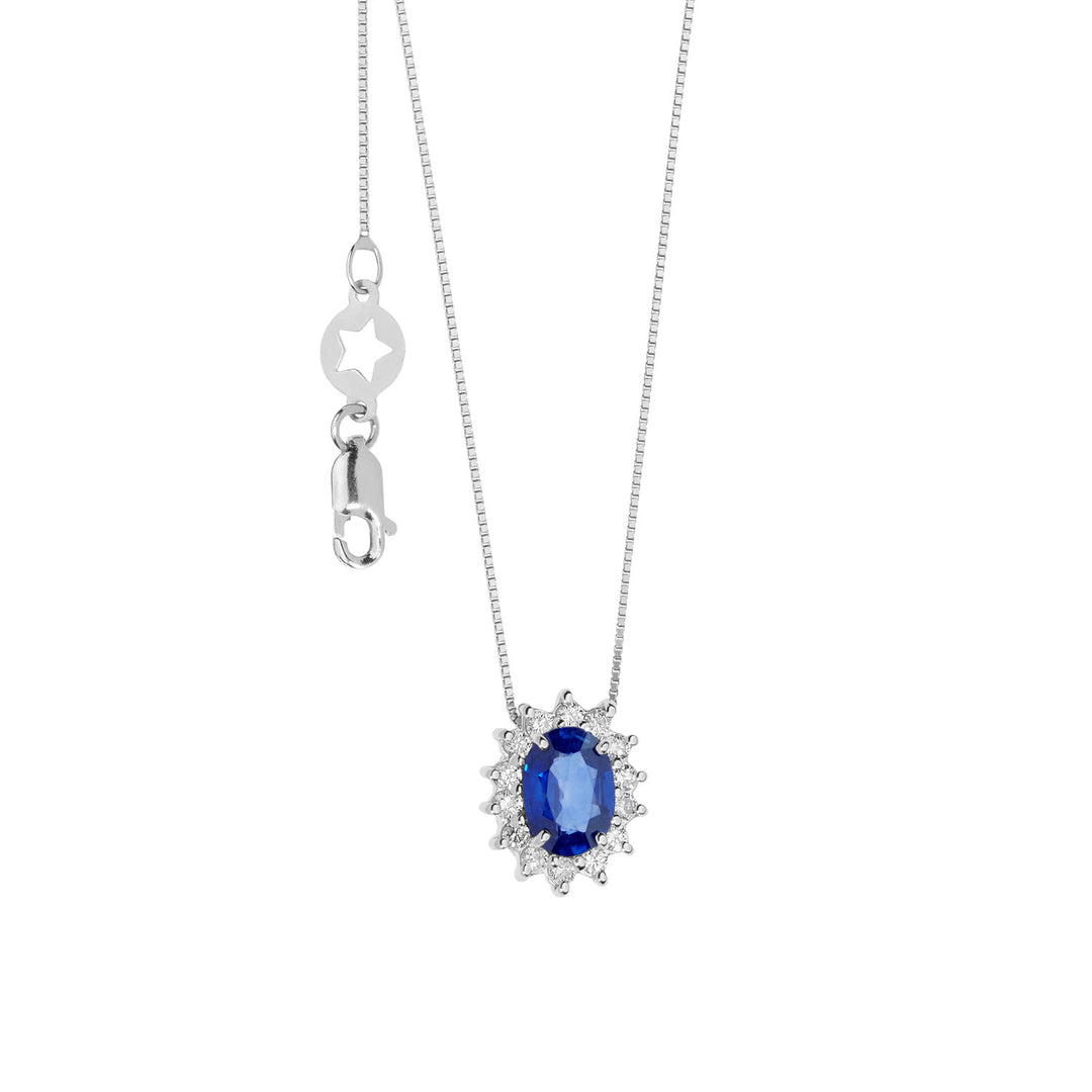 Comete Collana in Oro Diamanti e Zaffiro blu ovale GLB1564