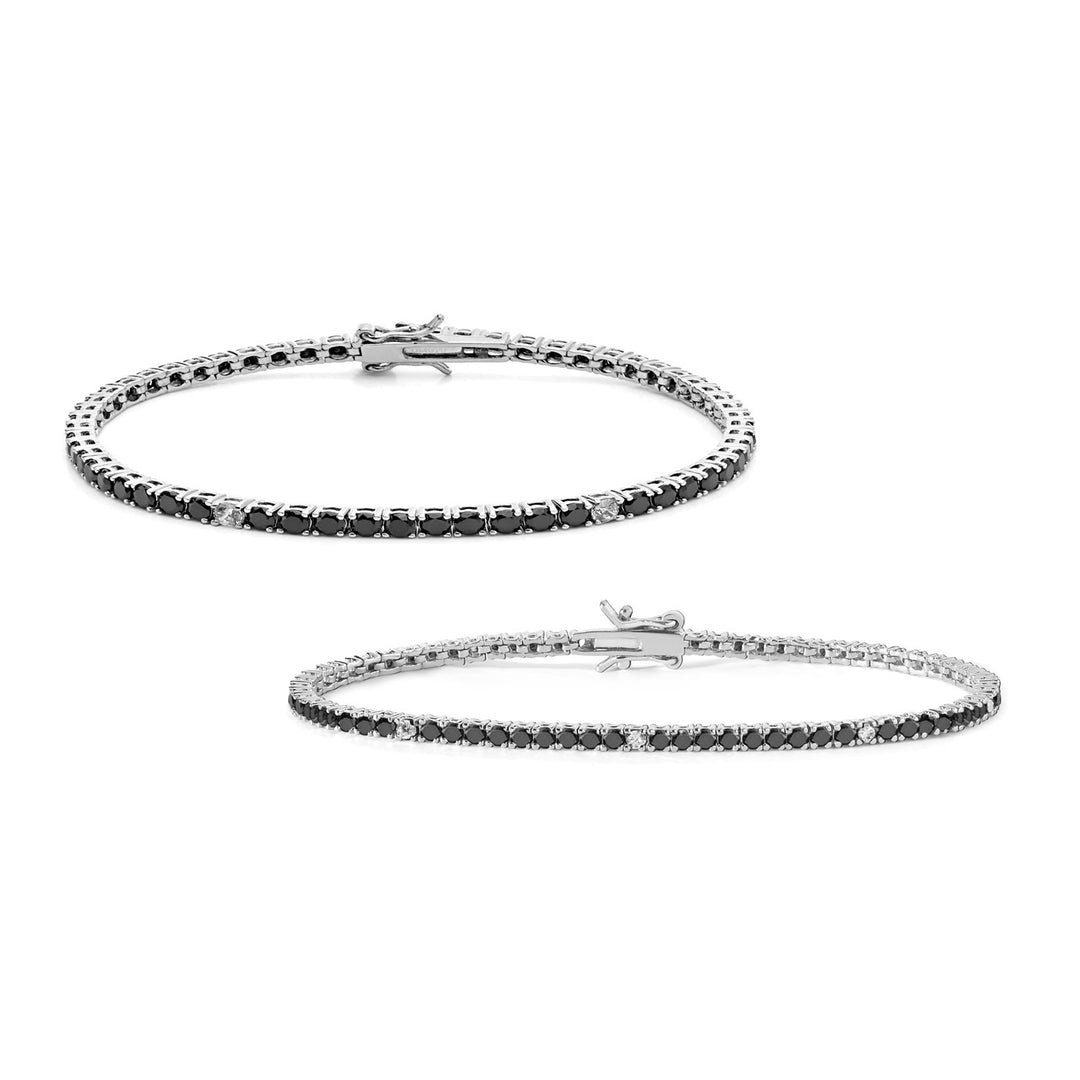 Comete Tennis Uomo e Donna in Argento 925‰ e zirconi neri e bianchi KIT176M17990M18