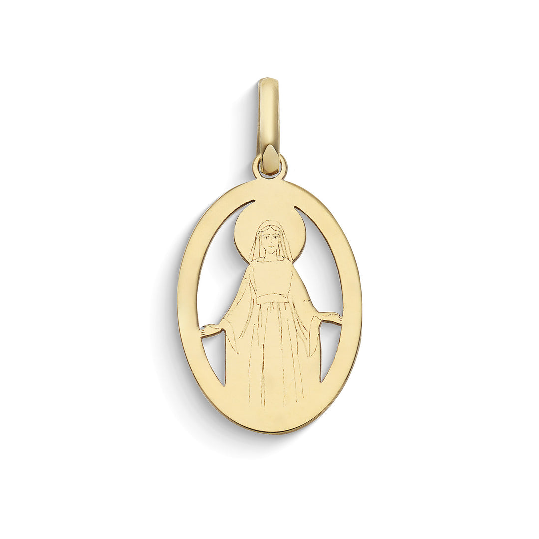 Colgante Comete Oval con icono de la Virgen en oro amarillo 375 ‰ KCOB038