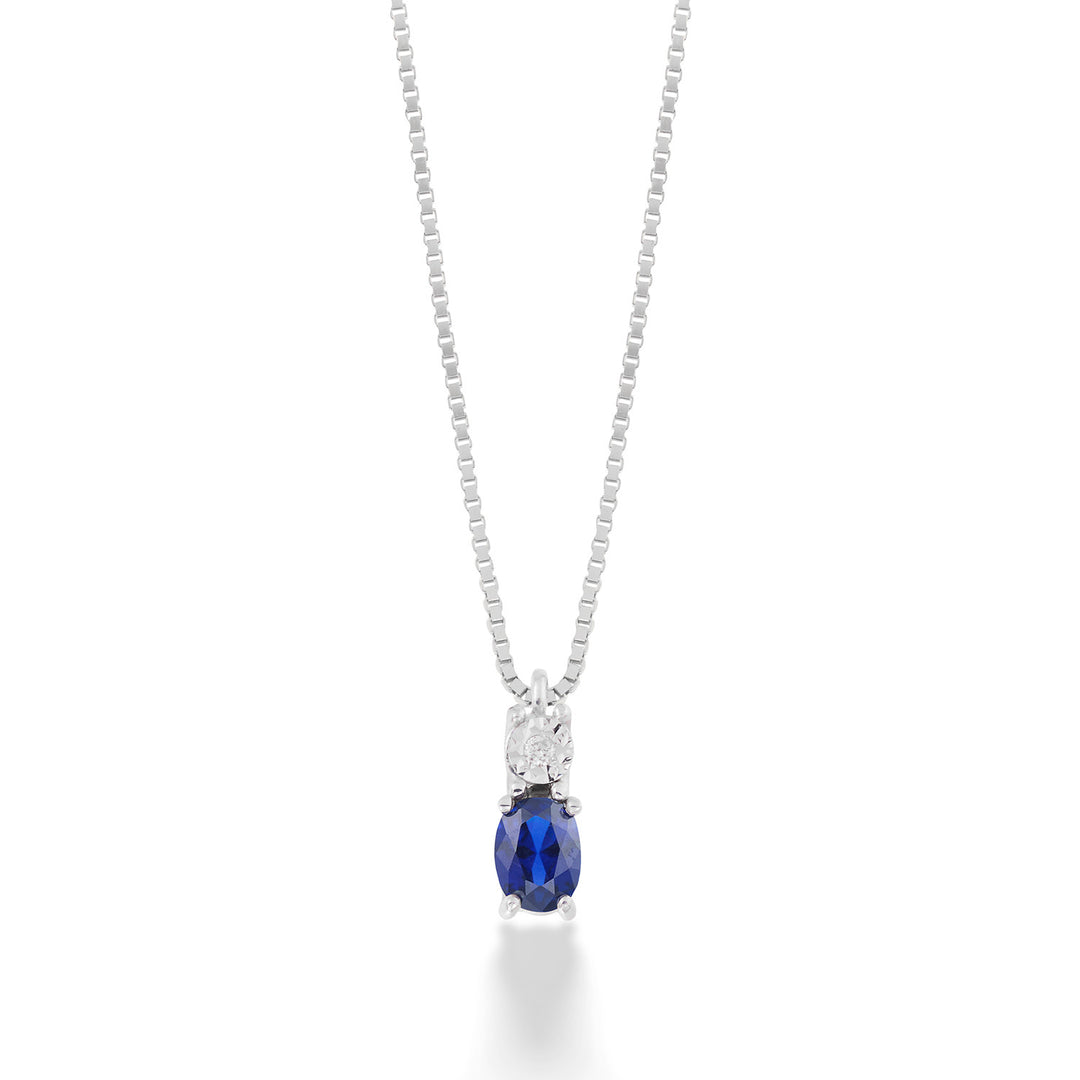 Comete Necklace in Gold, Diamonds and Recrystallized Blue Sapphire KGLB1420