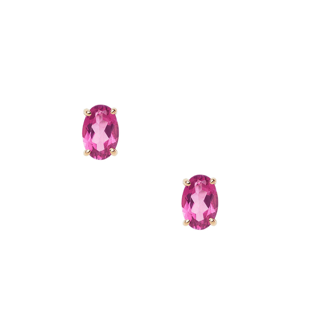 Comete øredobber i rosa gull med Oval Pink Topaz ORB 1094