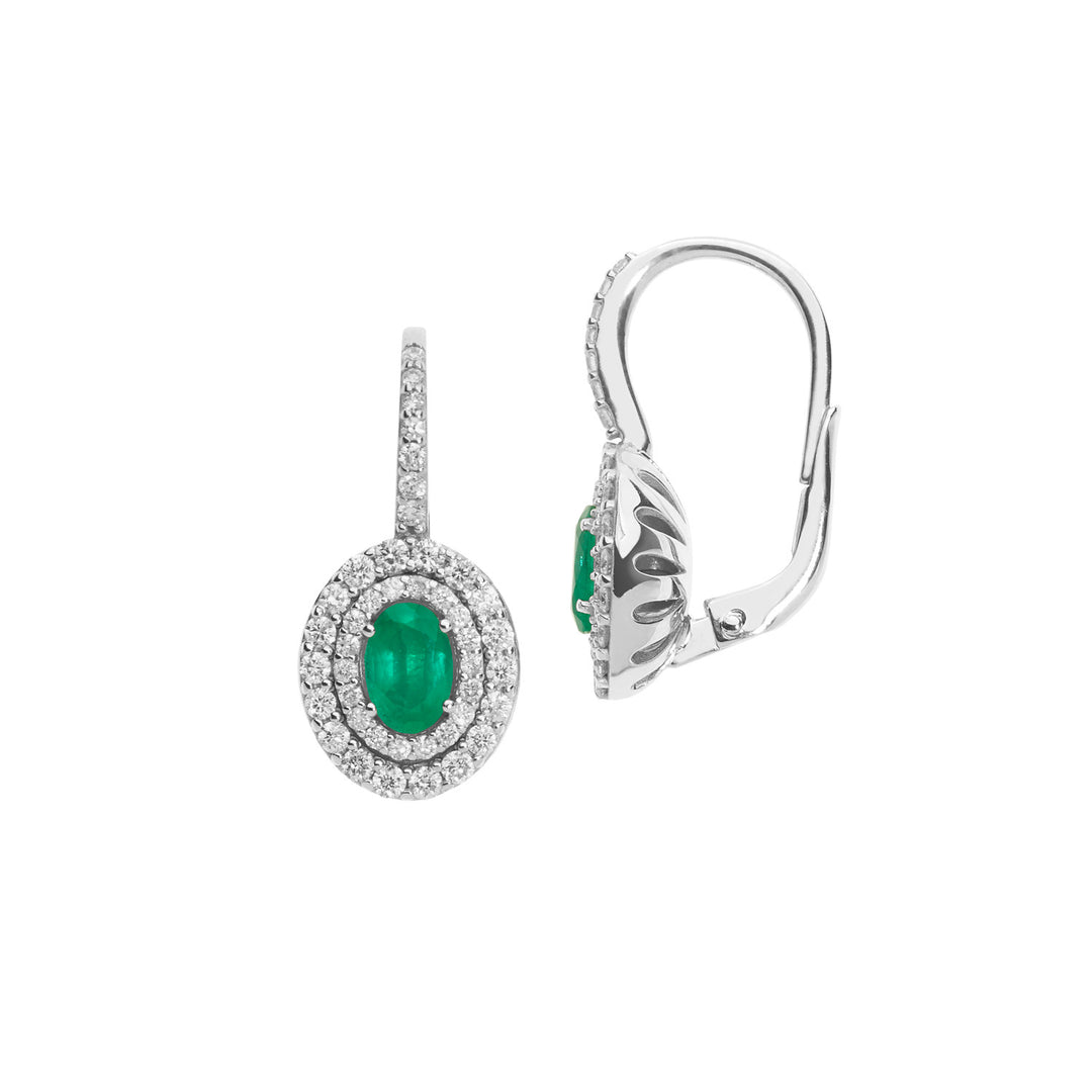 Comete Orecchini in Oro bianco con Diamanti e Smeraldi ovali ORB944S3