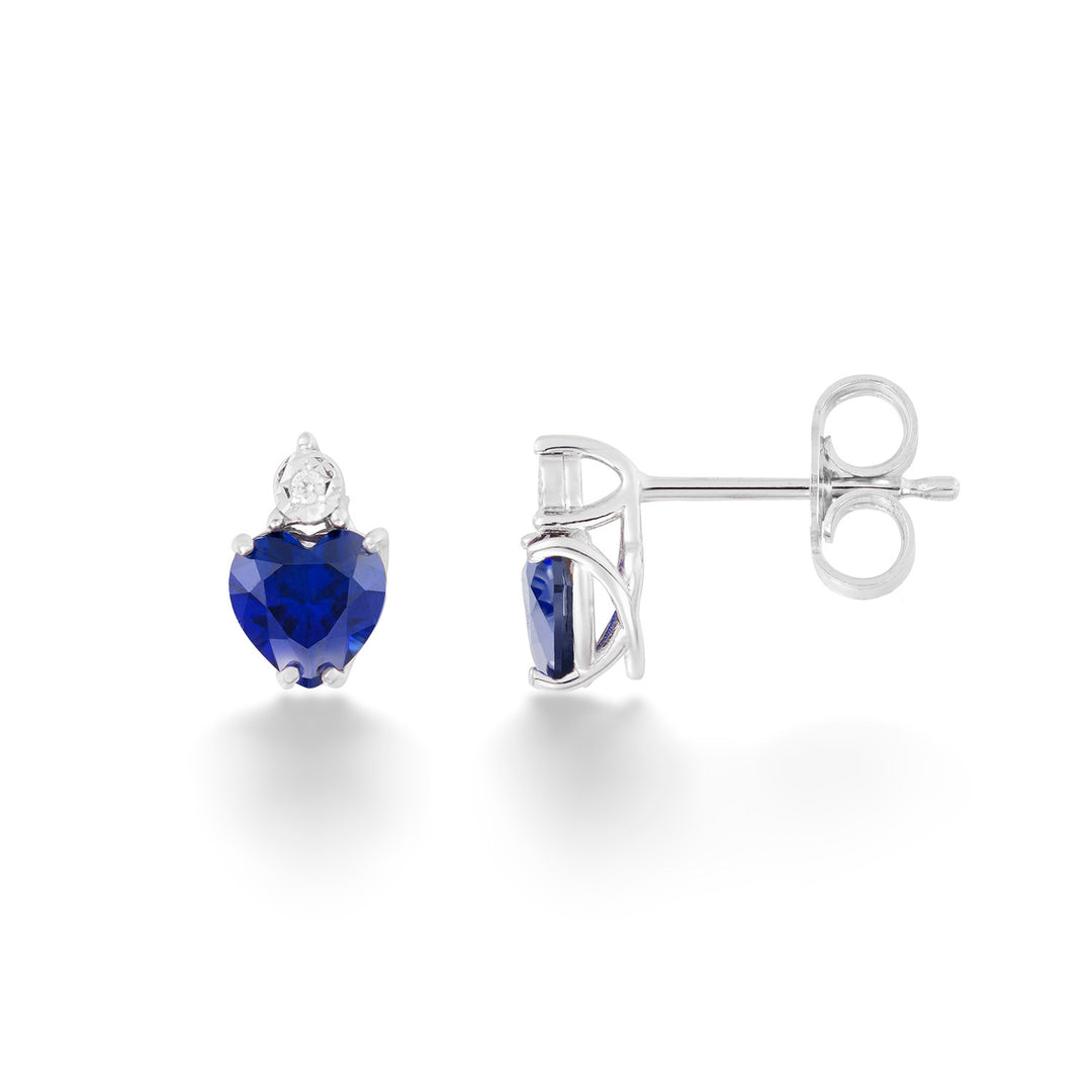Comete Orecchini cuore in Oro bianco, Diamanti e Zaffiri Blu ricristallizzati KORB1020