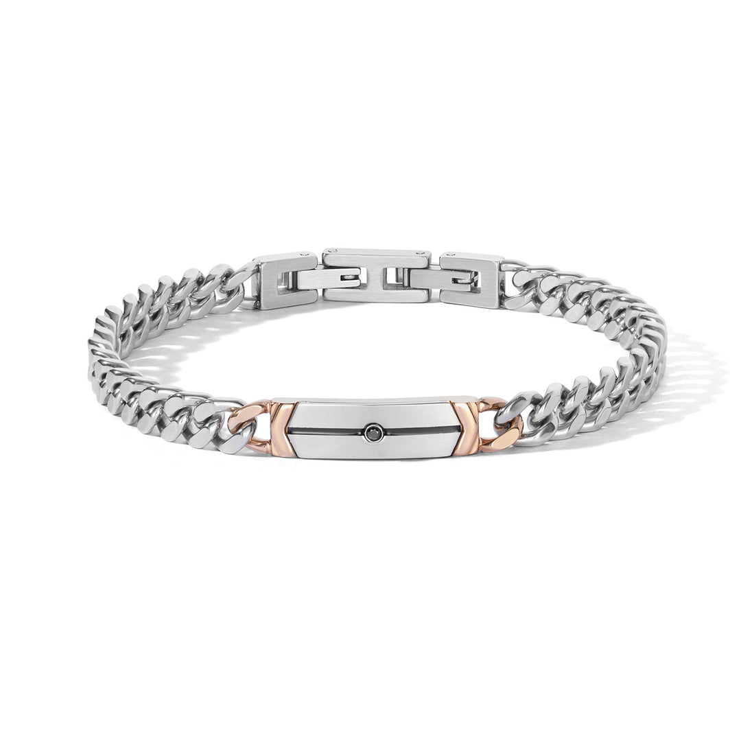 Pulsera Comete de Acero, circonita negra, PVD y esmalte negro UBR1303