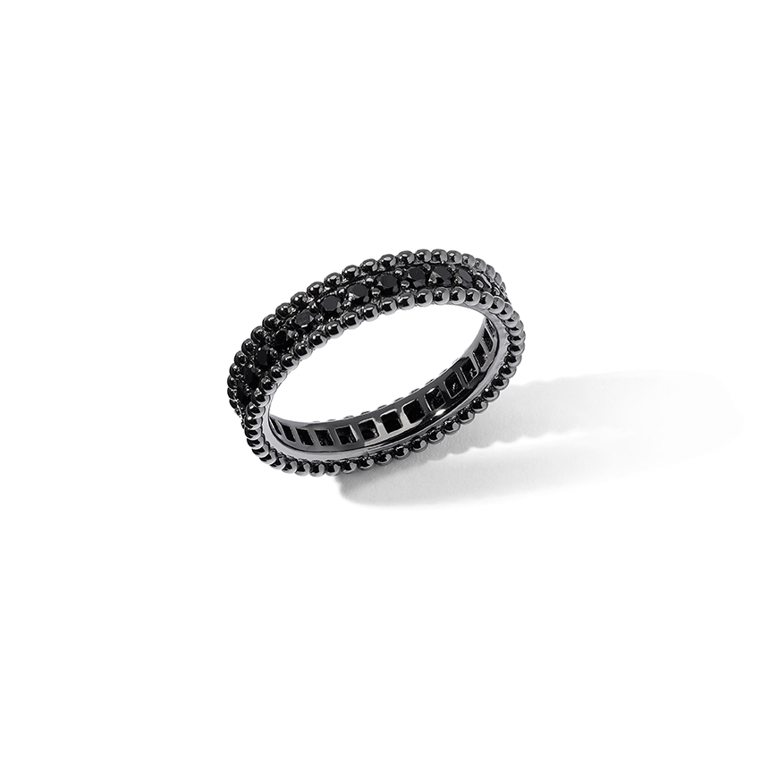 Comete Ring i 925‰ ruthenium sølv med sorte zirkoner UAN133M16
